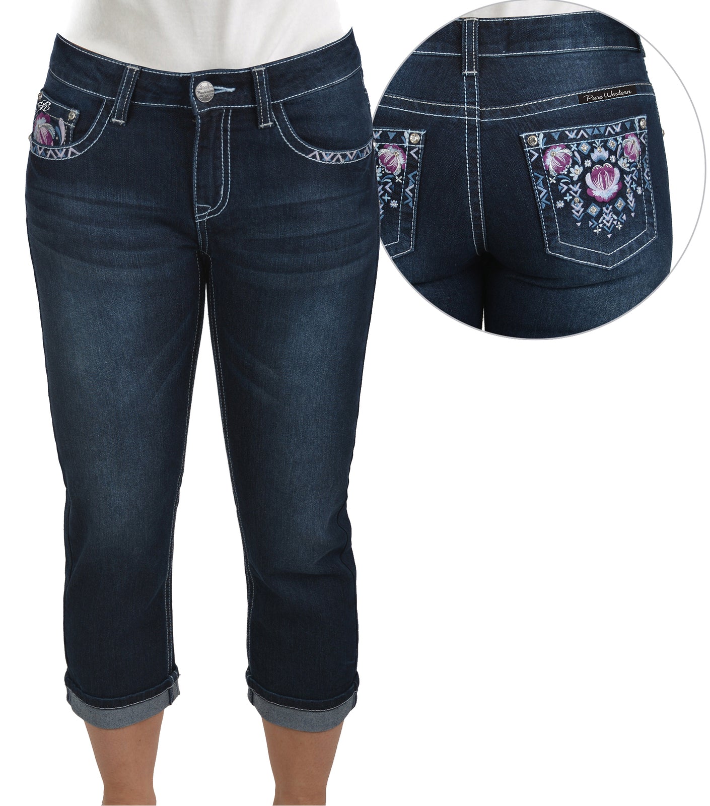 Pure Western Womens Leah Capri Jeans (PCP2209380) Indigo [SD]