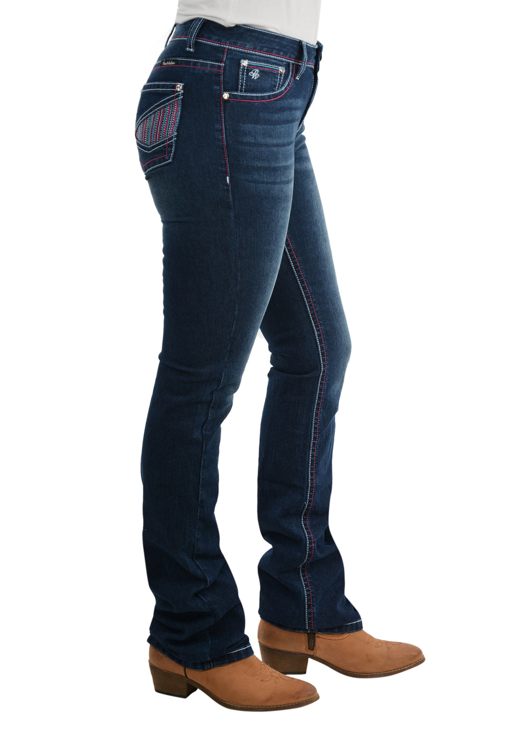 Pure Western Womens Jules Relaxed Rider Jeans - 36 Leg (PCP2210422) Twilight  [SD]