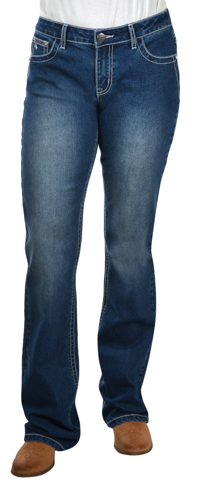 Pure Western Womens Skylar Relaxed Rider Jeans - 36 Leg (PCP2210504) True Blue [SD]
