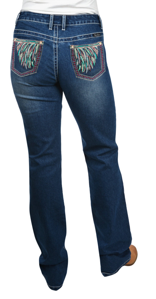 Pure Western Womens Skylar Relaxed Rider Jeans - 36 Leg (PCP2210504) True Blue [SD]