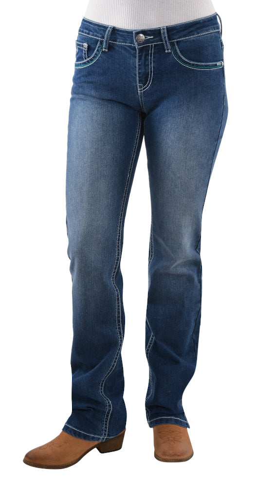Pure Western Womens Camila Straight Leg Jeans - 34 Leg (PCP2212503) True Blue [SD]