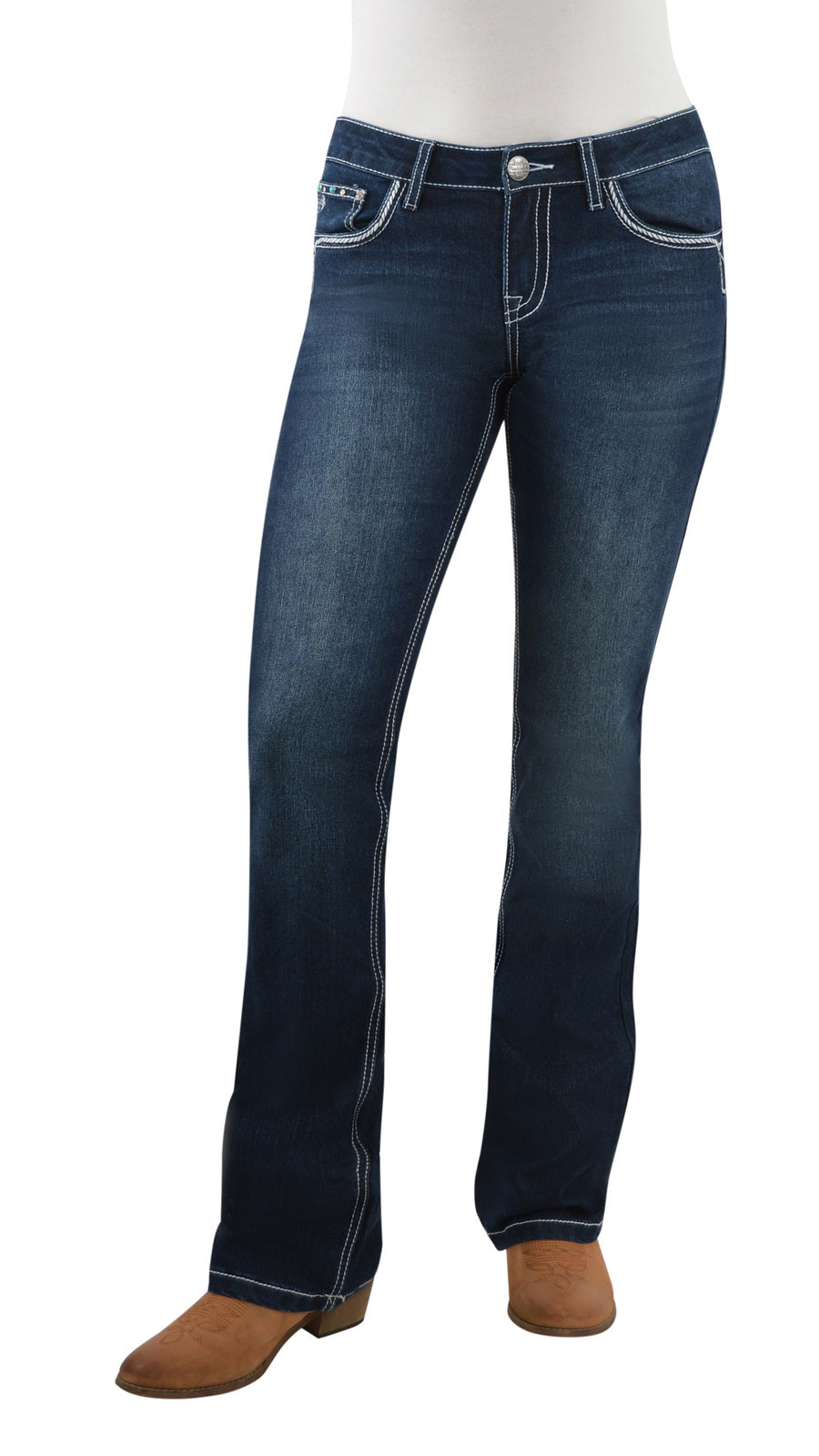 Pure Western Womens Rhian Bootcut Jeans - 34 Leg (PCP2208573) Darkest Night [SD]