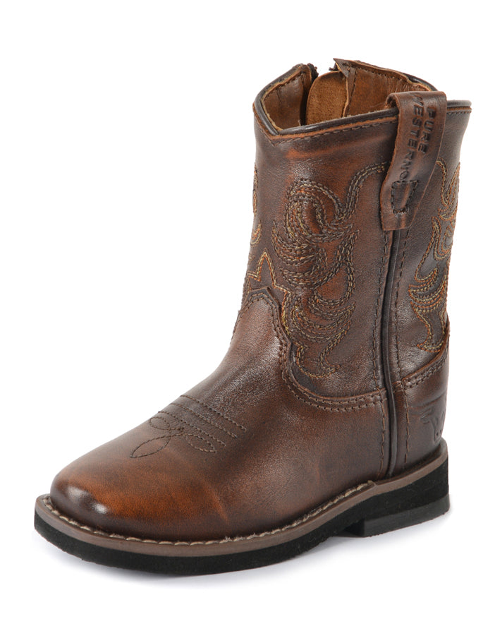 Pure Western Toddlers Ryder Western Boots (PCP78095T) Antique Brown