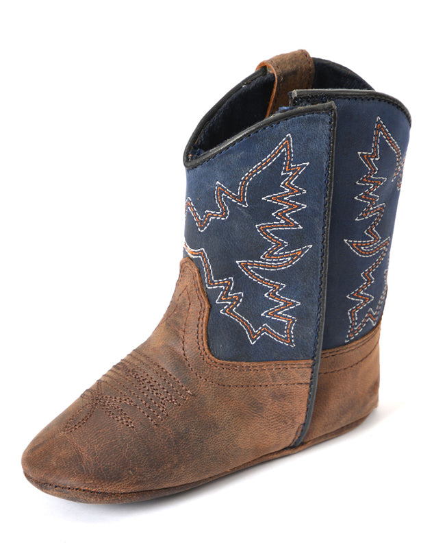 Pure Western Infants Nash Western Boots (PCP78097) Dark Brown/Navy