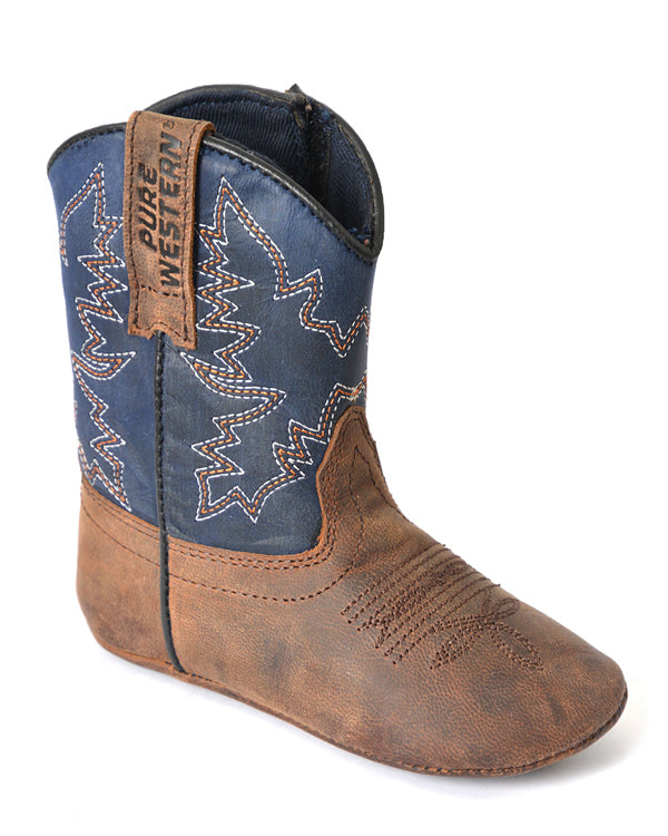 Pure Western Infants Nash Western Boots (PCP78097) Dark Brown/Navy