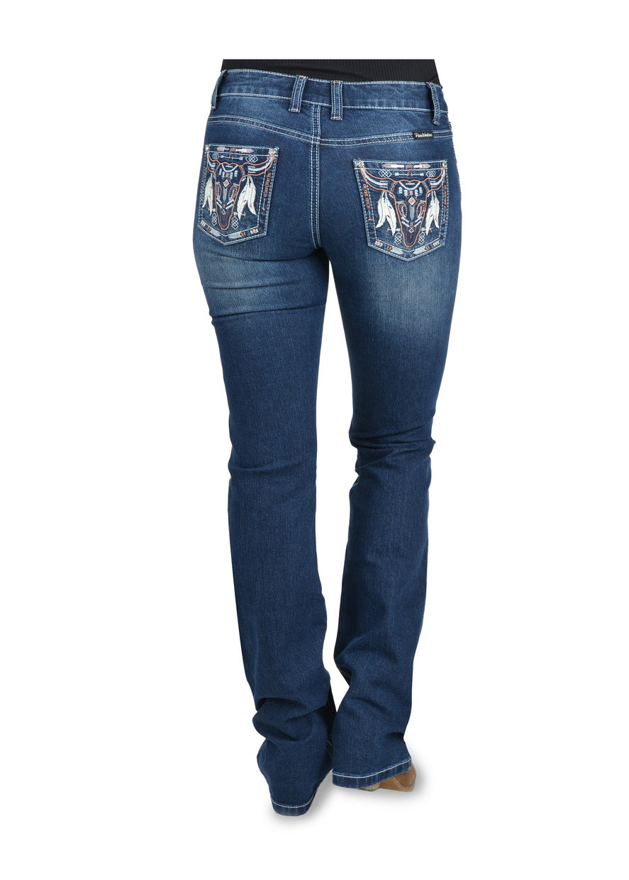 Pure Western Womens Bettina Relaxed Rider Jeans - 36 Leg (PCP2210654) Old Indigo - 36" Leg