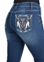 Pure Western Womens Bettina Relaxed Rider Jeans - 36 Leg (PCP2210654) Old Indigo - 36" Leg