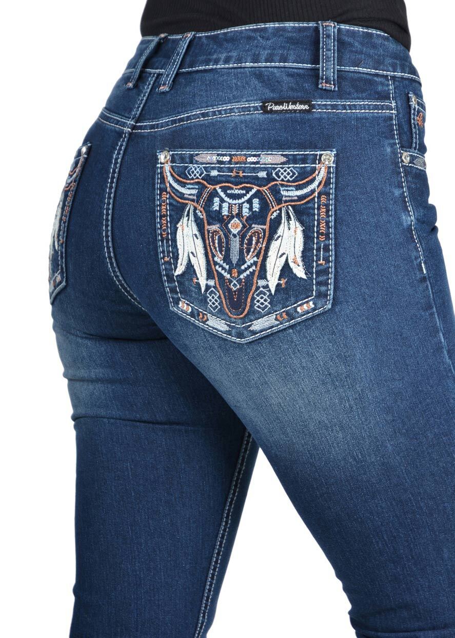 Pure Western Womens Bettina Relaxed Rider Jeans - 36 Leg (PCP2210654) Old Indigo - 36" Leg