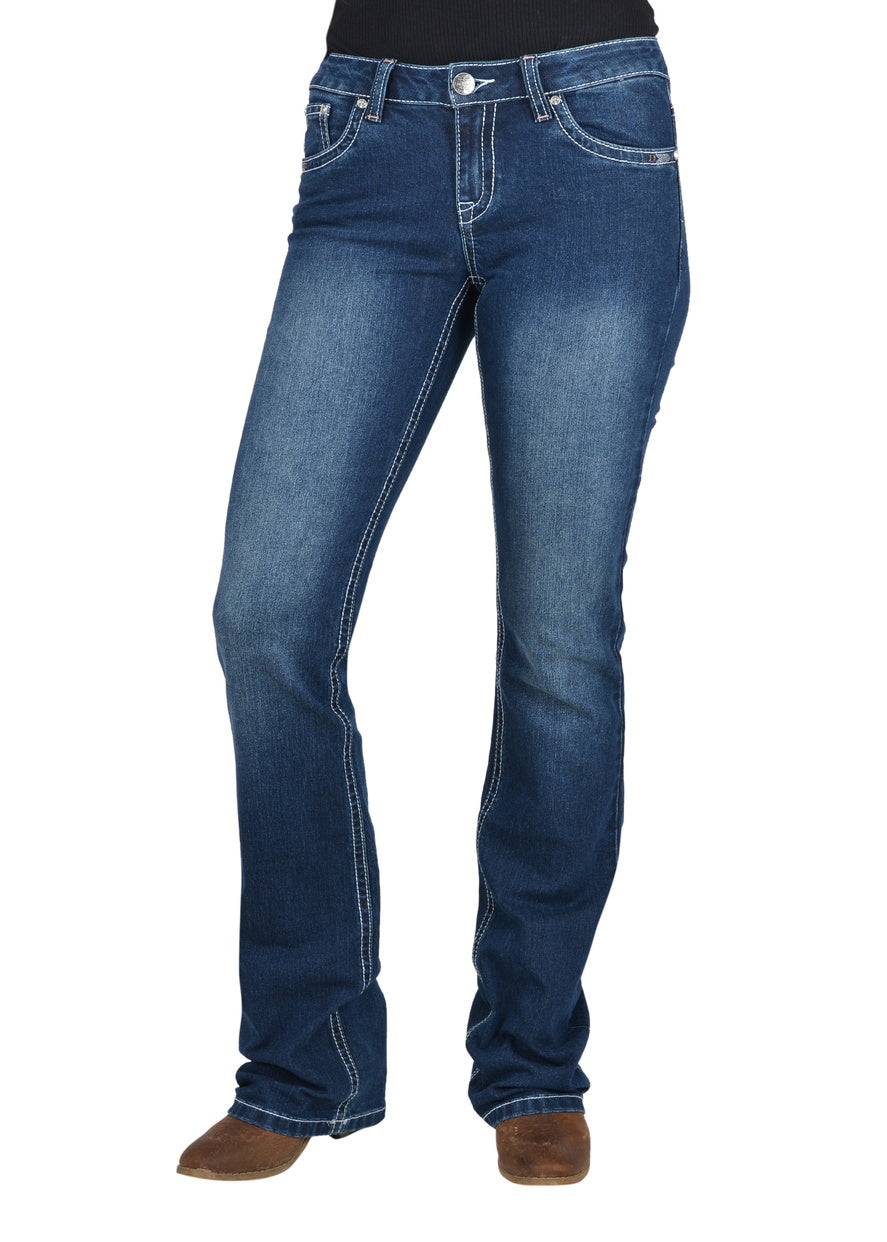 Pure Western Womens Bettina Relaxed Rider Jeans - 36 Leg (PCP2210654) Old Indigo - 36" Leg