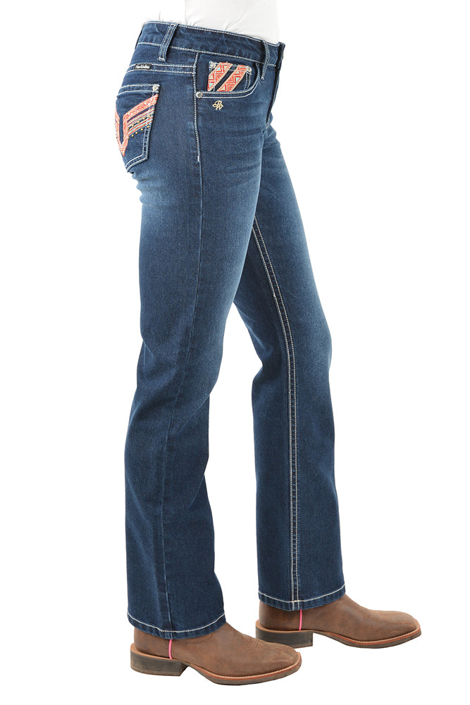 Pure Western Womens Aztec Bootcut Jeans - 34 Leg (PCP2211726) Darkest Night [SD]