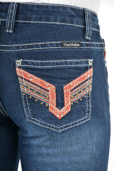 Pure Western Womens Aztec Bootcut Jeans - 34 Leg (PCP2211726) Darkest Night [SD]