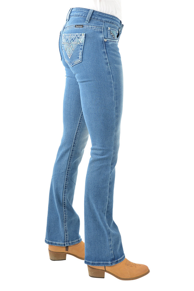 Pure Western Womens Ziggy Bootcut Jeans - 34 Leg (PCP2208724) Retro Blue