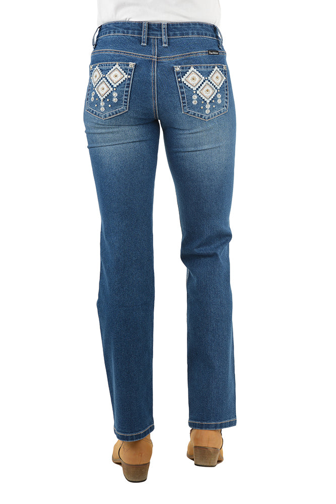 Pure Western Womens Snowie Straight Leg Jeans - 32 Leg (PCP2212727) True Blue [SD]
