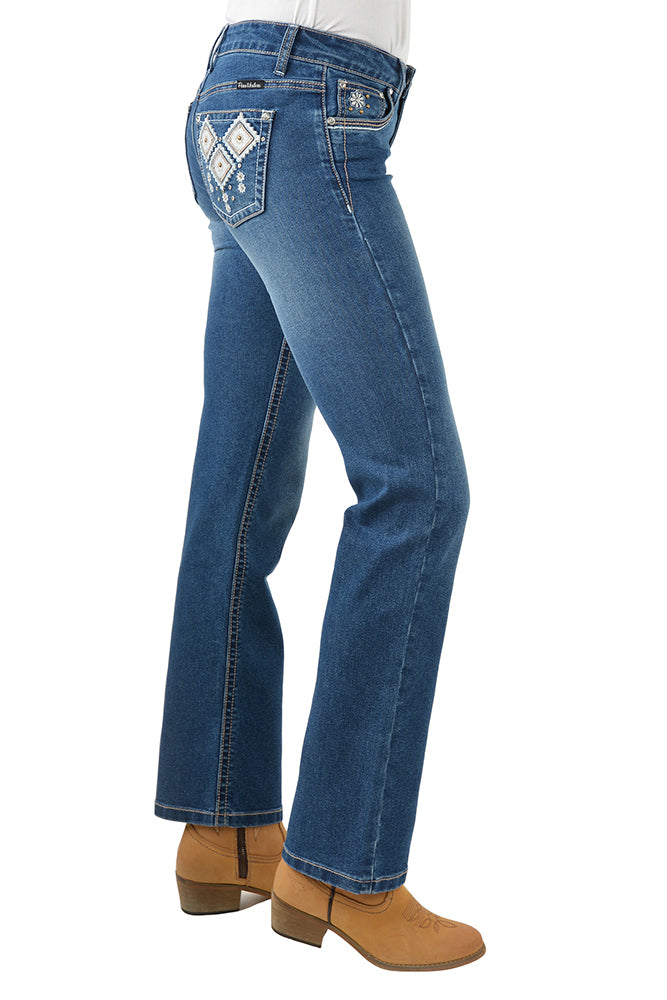 Pure Western Womens Snowie Straight Leg Jeans - 32 Leg (PCP2212727) True Blue [SD]