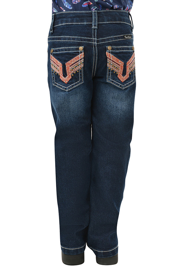 Pure Western Girls Aztec Bootcut Jeans (PCP5211726) Darkest Night [SD]
