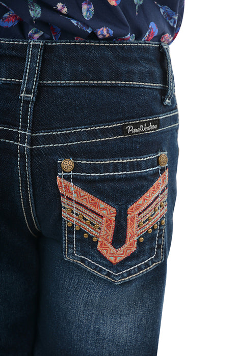 Pure Western Girls Aztec Bootcut Jeans (PCP5211726) Darkest Night [SD]