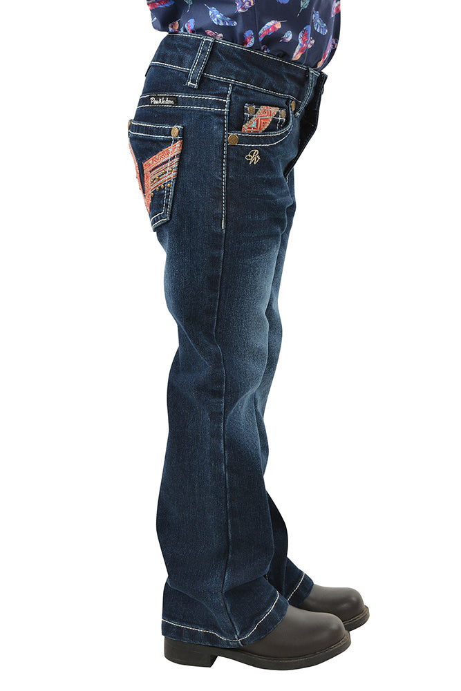 Pure Western Girls Aztec Bootcut Jeans (PCP5211726) Darkest Night [SD]