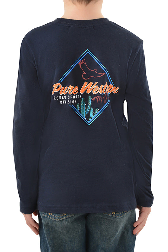 Pure Western Boys Clarke L/S Tee (P3W3562676) Navy [SD]