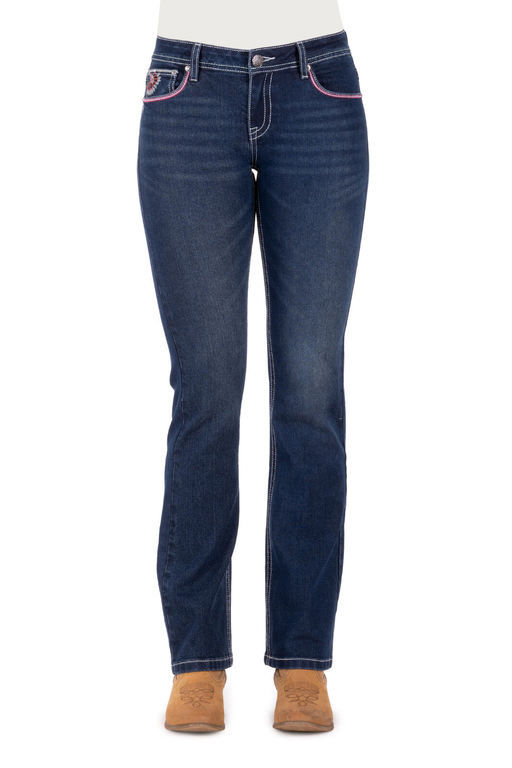 Pure Western Womens Adeline Bootcut Jeans - 32 Leg (PCP2211606) Evening Sky [AD]