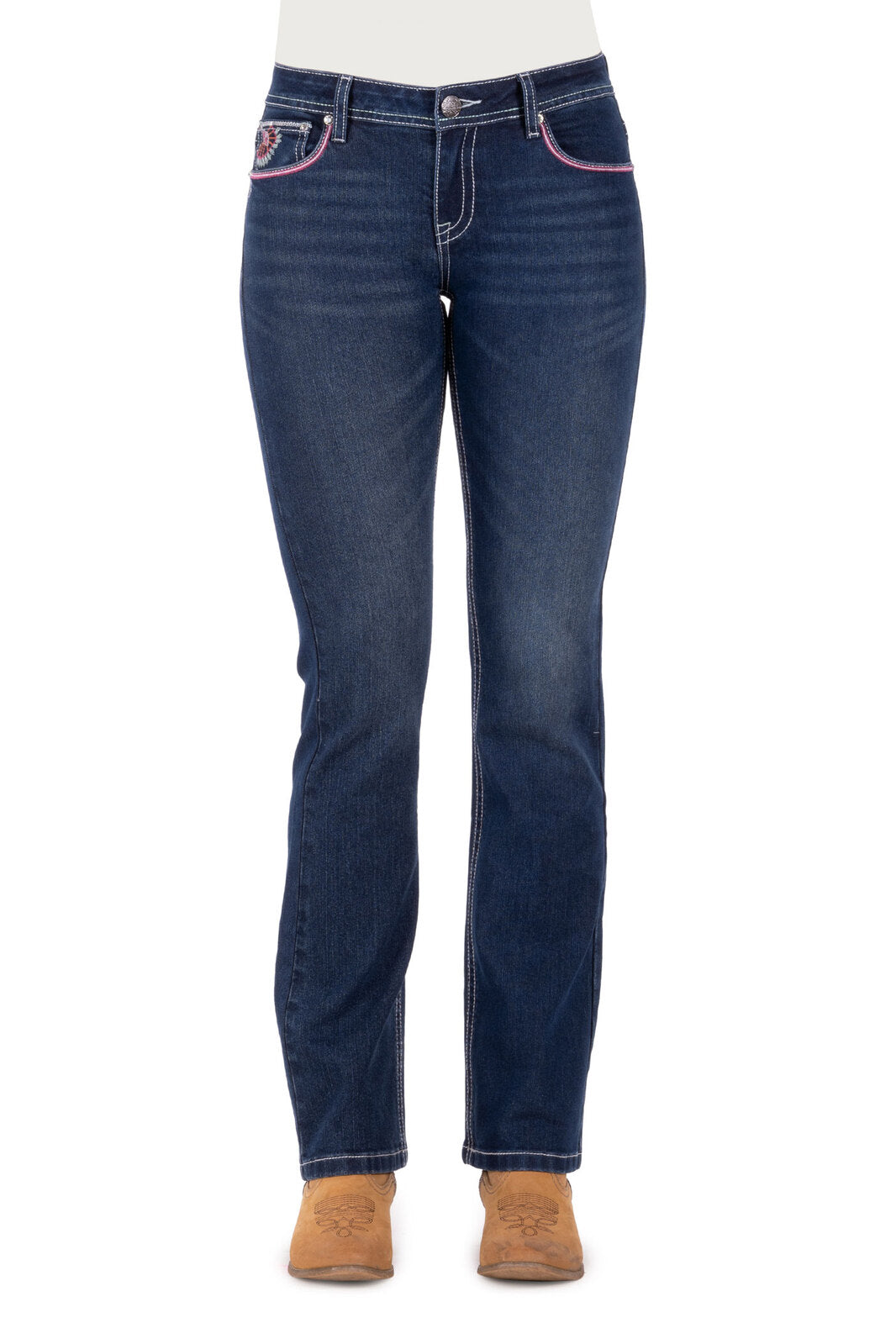 Pure Western Womens Adeline Bootcut Jeans - 32 Leg (PCP2211606) Evening Sky [AD]