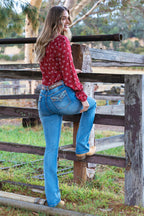 Pure Western Womens Nina Hi Rise Bootcut Jeans - 34 Leg (PCP2213607) Moonshine
