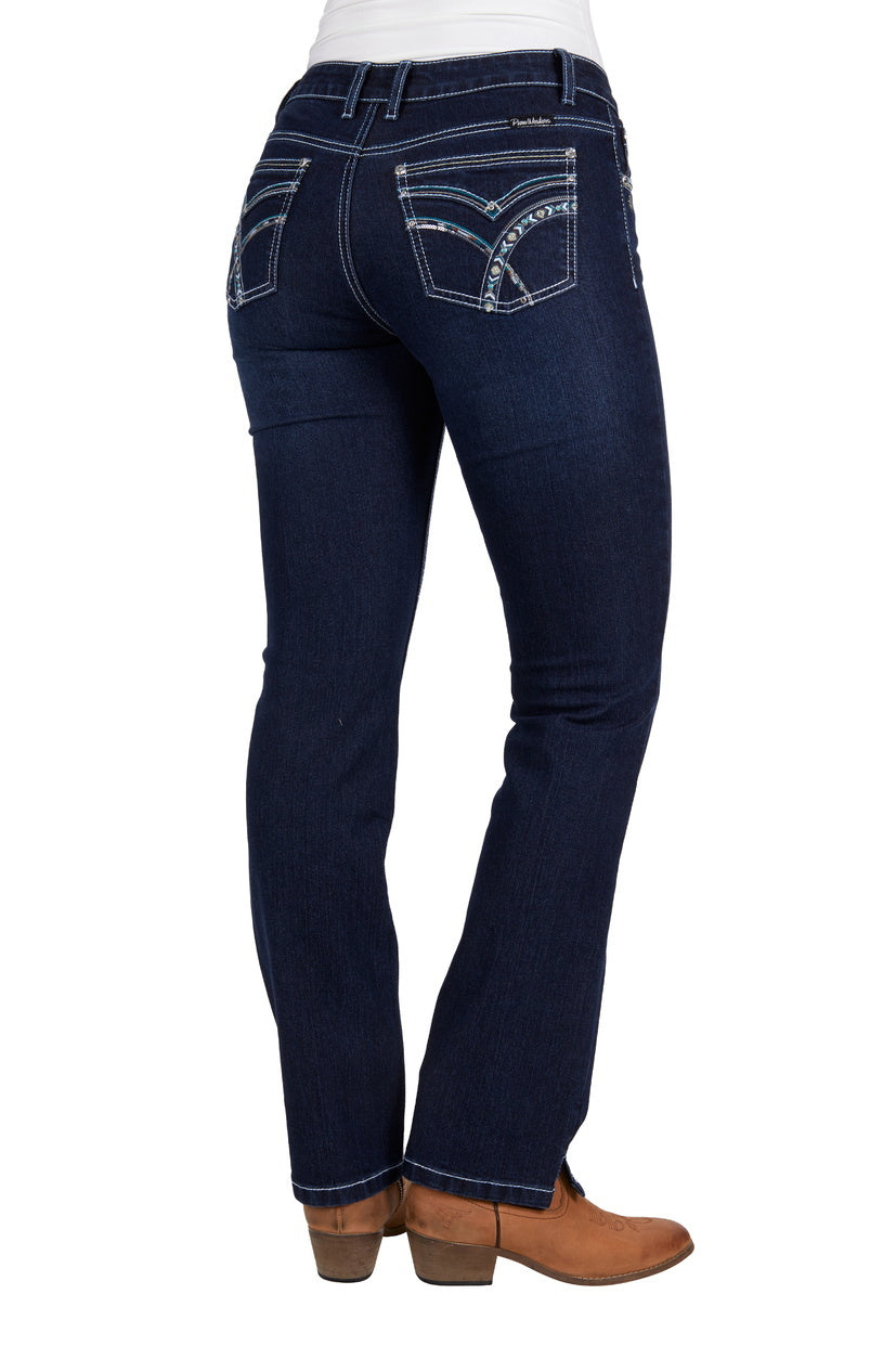 Pure Western Womens Oda Straight Leg Jeans - 32 Leg (PCP2212933) Midnight [AD]