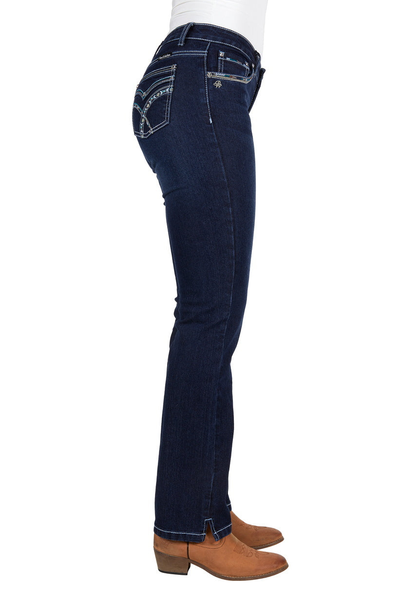 Pure Western Womens Oda Straight Leg Jeans - 32 Leg (PCP2212933) Midnight [AD]