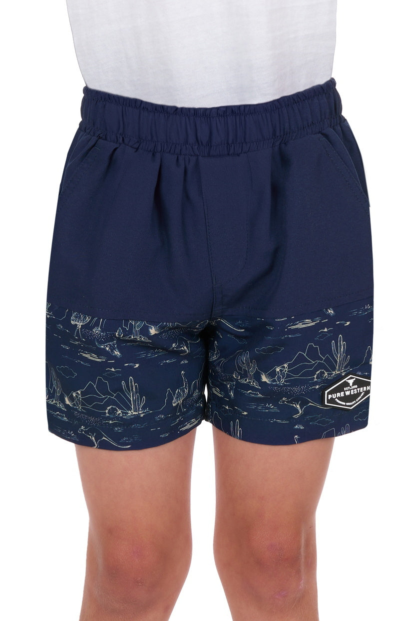 Pure Western Boys Drew Boardshorts (P4S3302972) Navy/Tan [SD]