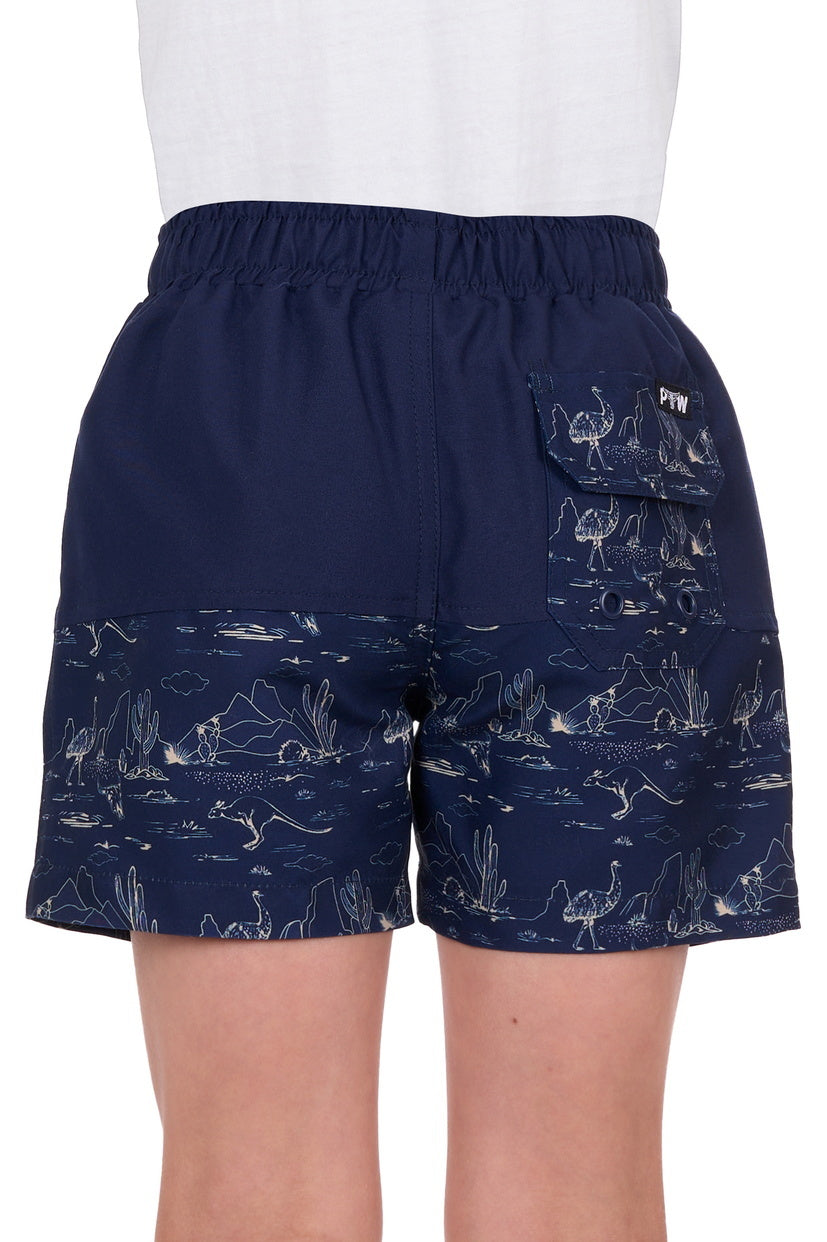 Pure Western Boys Drew Boardshorts (P4S3302972) Navy/Tan [SD]