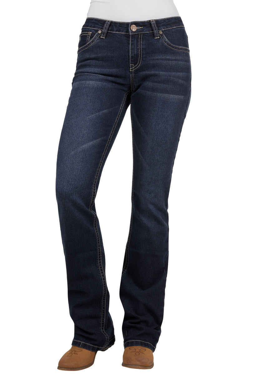 Pure Western Womens Ivy Relax Rider Jeans - 36 Leg (PCP2210851) Midnight [AD]