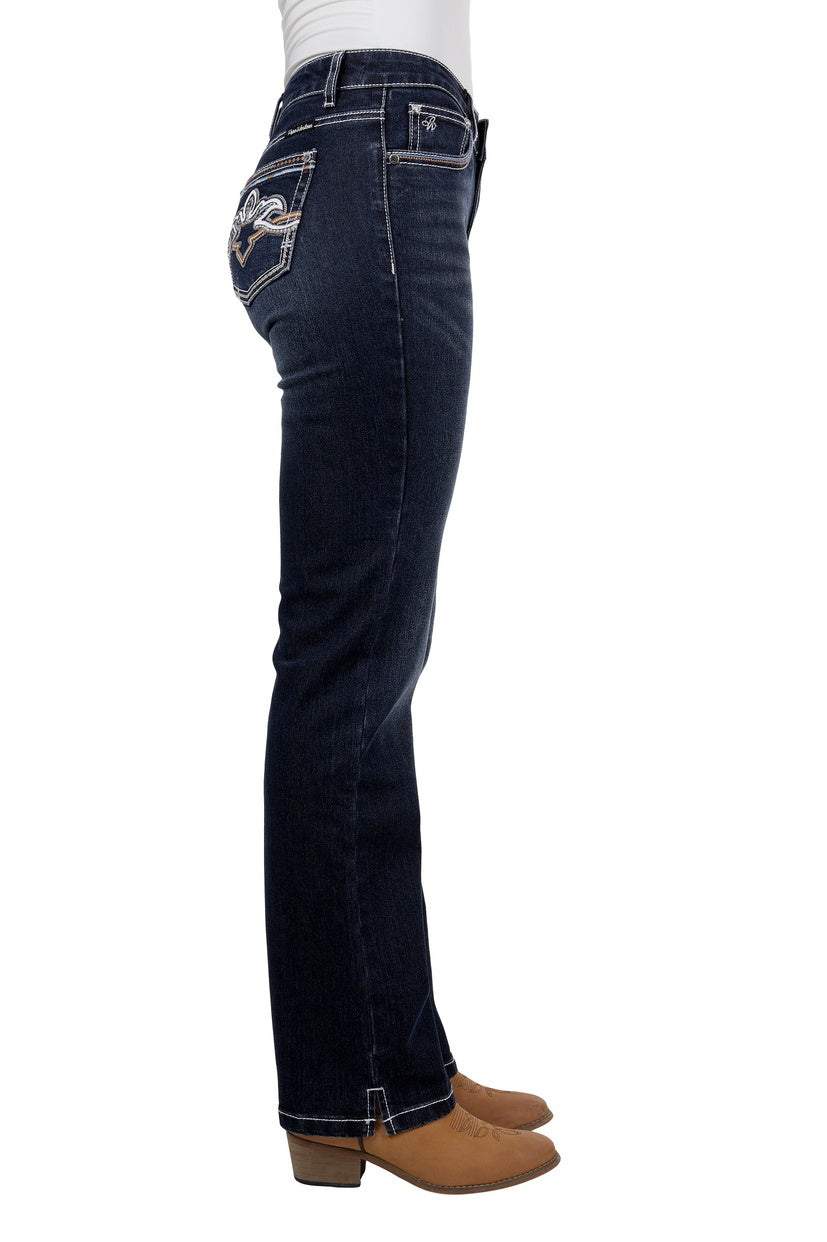 Pure Western Womens Mia Straight Leg Jeans - 32 Leg (PCP2212850) Evening Sky