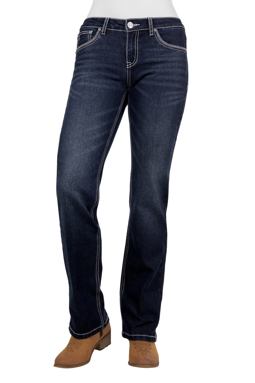 Pure Western Womens Mia Straight Leg Jeans - 32 Leg (PCP2212850) Evening Sky