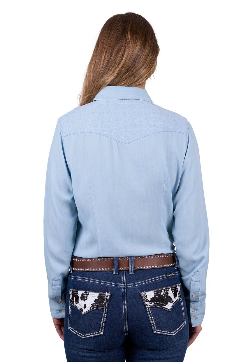 Pure Western Womens Wanda L/S Shirt (P5W2127060) Blue [SD]