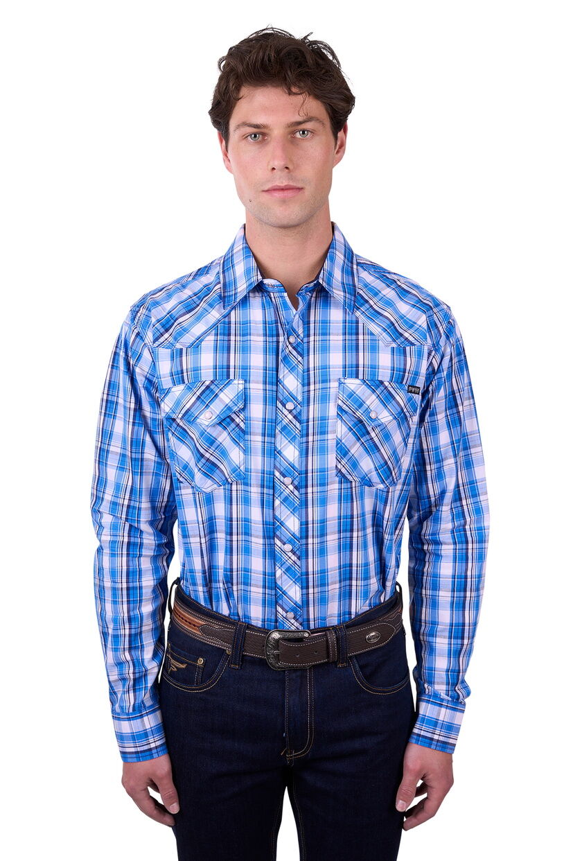Pure Western Mens Wade L/S Shirt (P5W1100874) Blue [SD]