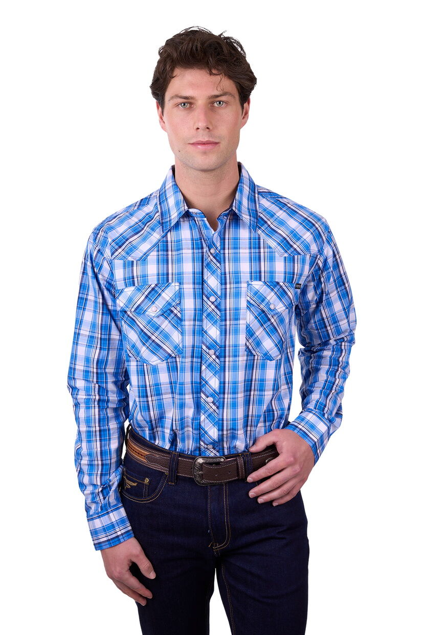 Pure Western Mens Wade L/S Shirt (P5W1100874) Blue [SD]