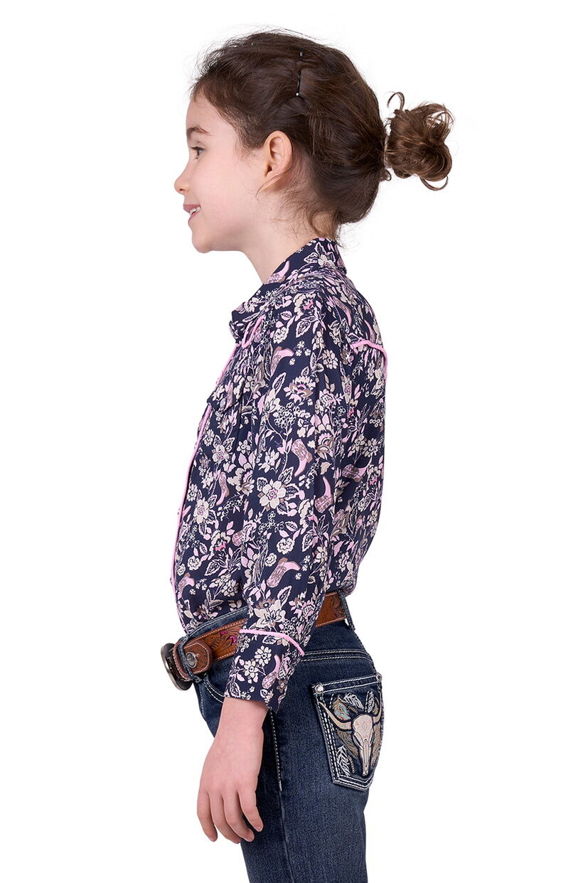 Pure Western Girls Hannah L/S Shirt (P5W5127050) Navy [SD]