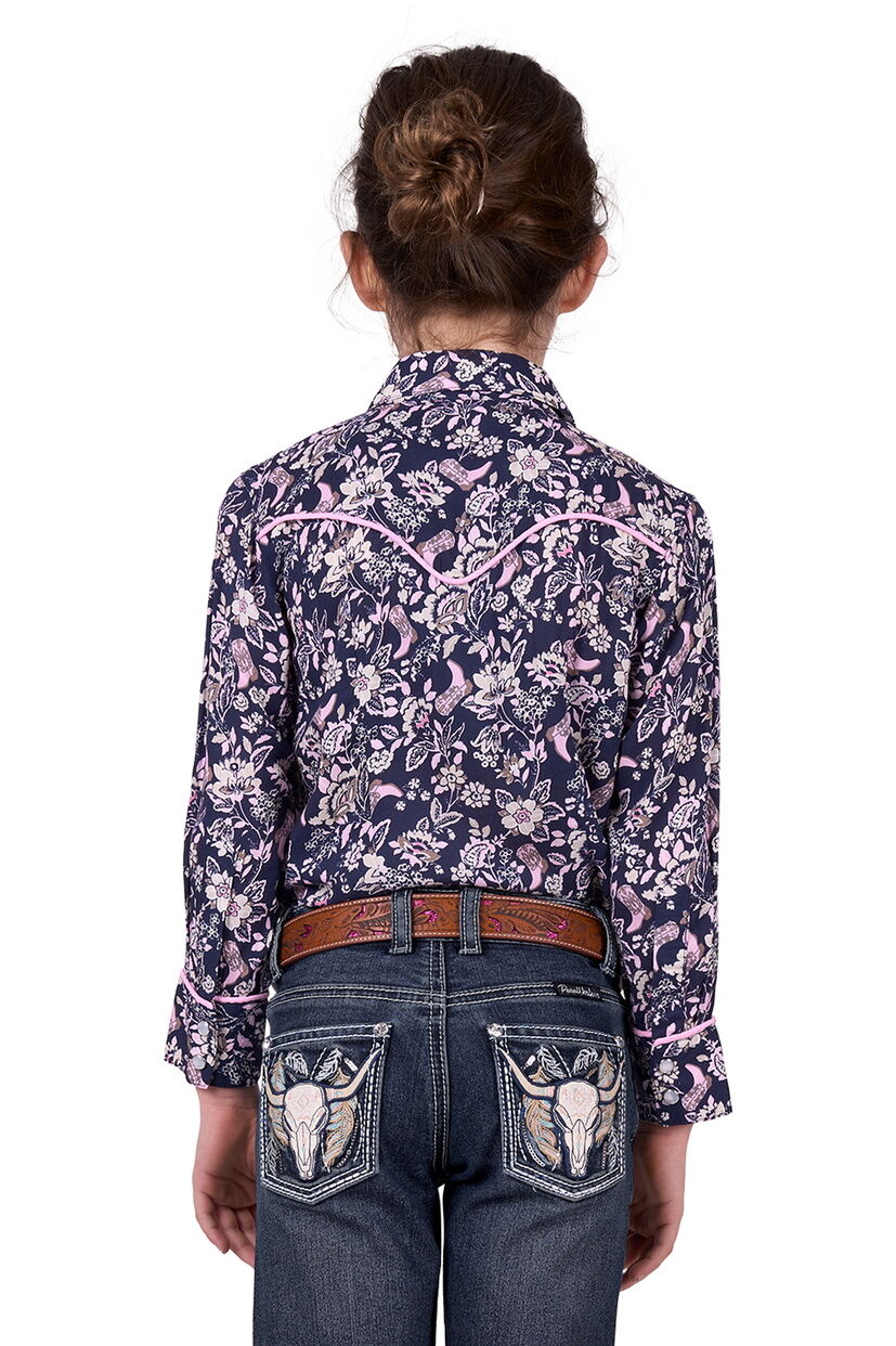 Pure Western Girls Hannah L/S Shirt (P5W5127050) Navy [SD]