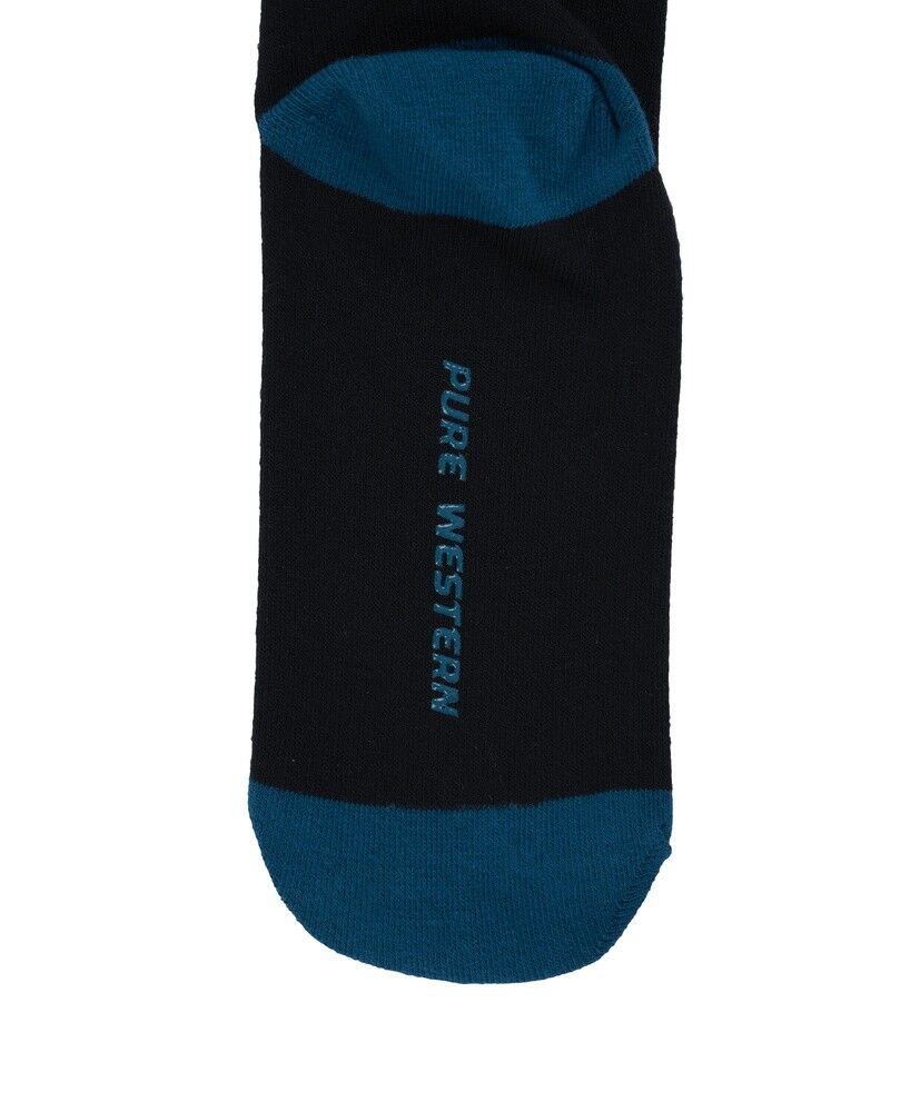 Pure Western PW Crew Socks - Twin Pack (PCP2949SOC) Black/Teal