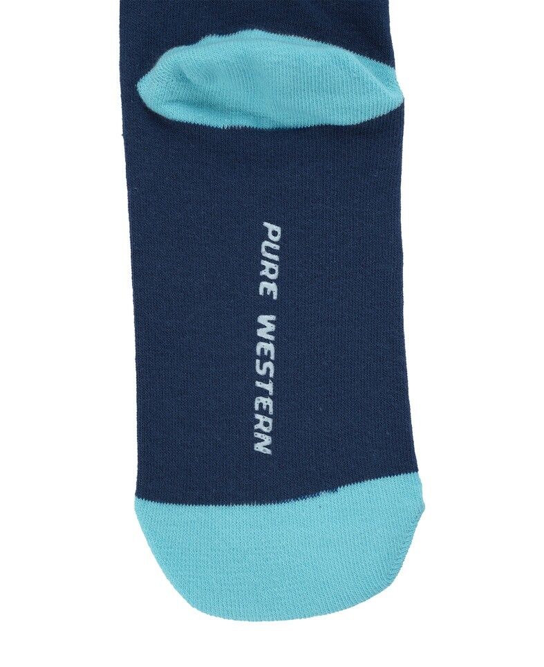 Pure Western PW Crew Socks - Twin Pack (PCP2949SOC) Navy/Turquoise