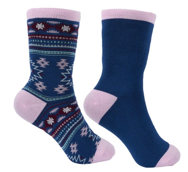 Pure Western Childrens PW Crew Socks - Twin Pack (PCP5970SOC) Navy/Pink