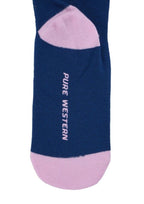 Pure Western Childrens PW Crew Socks - Twin Pack (PCP5970SOC) Navy/Pink