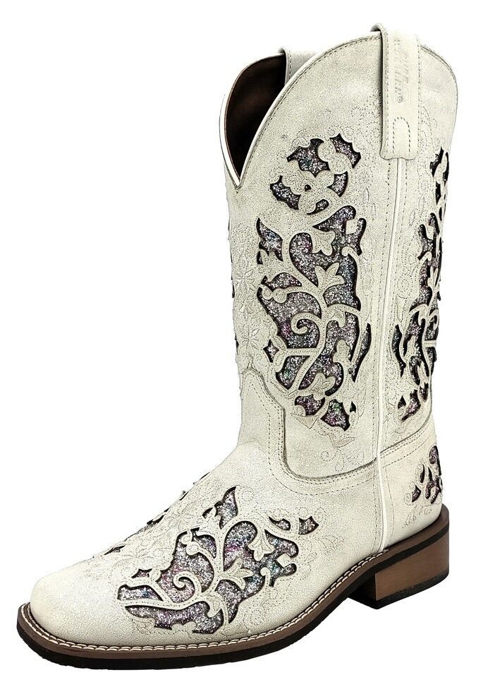Pure Western Womens Jazz Western Boots (P5W28483) Distressed White [SD]