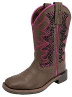 Pure Western Childrens Abby Western Boots (PCP78114C) Dark Brown/Fuchsia