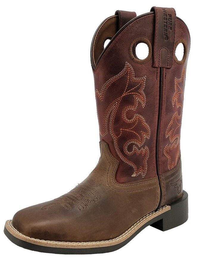 Pure Western Childrens Levi Western Boots (PCP78119C) Brown/Barn Red