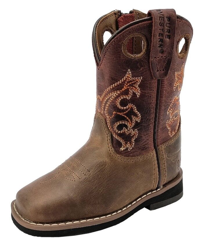 Pure Western Toddlers Levi Western Boots (PCP78119T) Brown/Barn Red