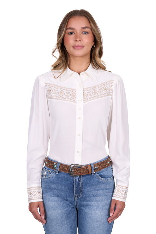 Pure Western Womens Monica L/S Shirt (P5S2126120) Cream