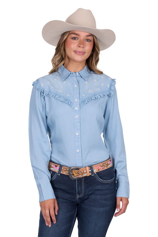 Pure Western Womens Pheobe L/S Shirt (P5S2126121) Blue