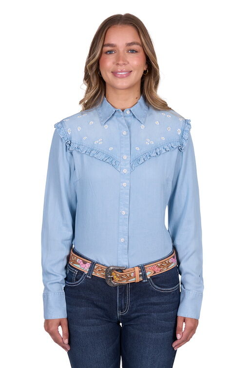 Pure Western Womens Pheobe L/S Shirt (P5S2126121) Blue