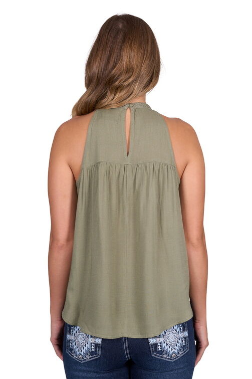 Pure Western Womens Abigail Sleeveless Blouse (P5S2574116) Moss