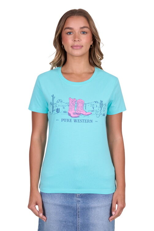 Pure Western Womens Shelly S/S Tee (P5S2598104) Turquoise